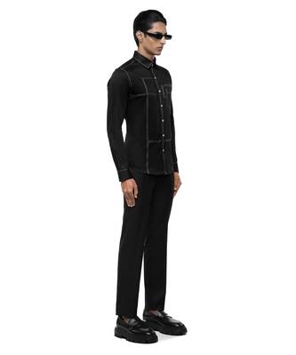 Black plain cotton shirt 2