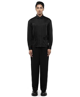 Black plain cotton shirt 2