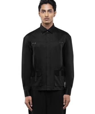 Black plain cotton shirt 1