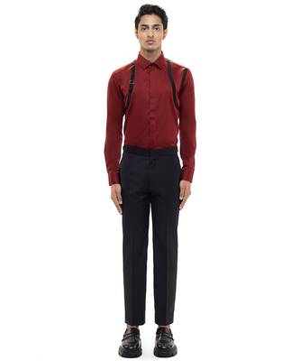 Maroon plain cotton shirt 1