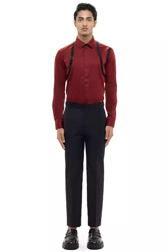 Maroon plain cotton shirt