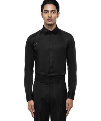 Black plain cotton shirt 2