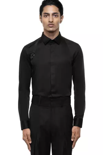 Black plain cotton shirt