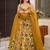 Yellow  heavy digital printed silk gown style