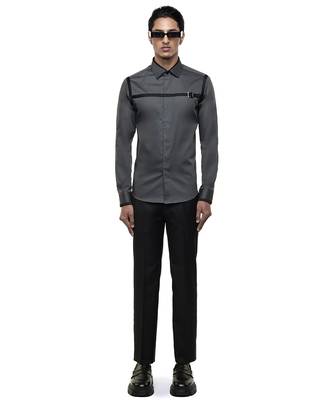 Grey plain cotton shirt 1