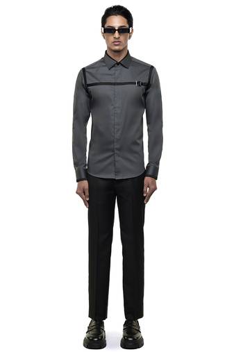 Grey plain cotton shirt