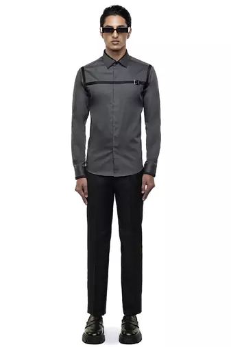 Grey plain cotton shirt