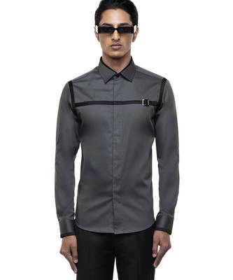 Grey plain cotton shirt 2