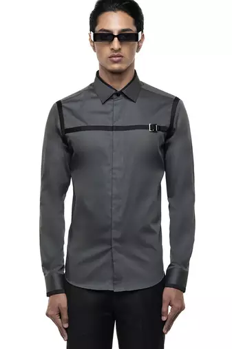Grey plain cotton shirt