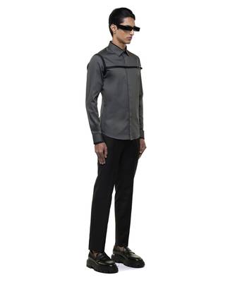 Grey plain cotton shirt 3