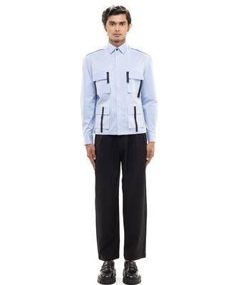 Blue plain cotton shirt 1