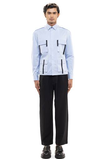 Blue plain cotton shirt