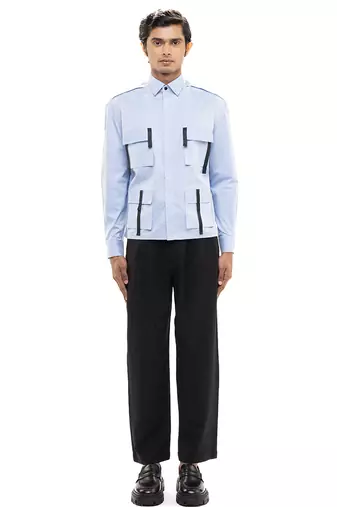 Blue plain cotton shirt