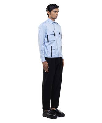 Blue plain cotton shirt 2