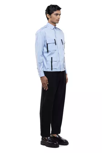 Blue plain cotton shirt