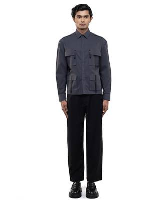 Grey plain cotton shirt 2