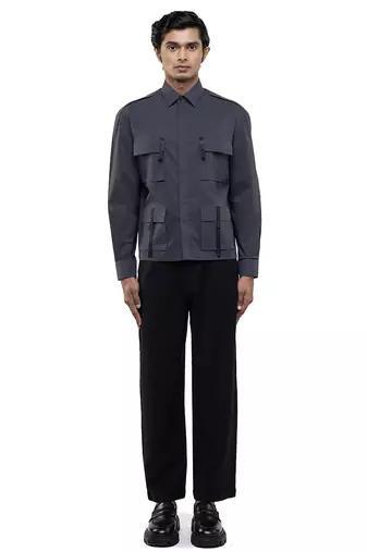Grey plain cotton shirt