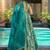 Sea green heavy digital printed silk gown style