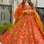 Orange heavy digital printed silk gown style