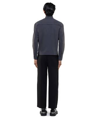 Grey plain cotton shirt 3