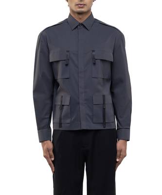 Grey plain cotton shirt 4