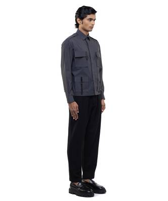 Grey plain cotton shirt 5