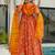 Orange heavy digital printed silk gown style
