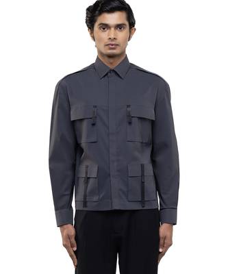 Grey plain cotton shirt 1