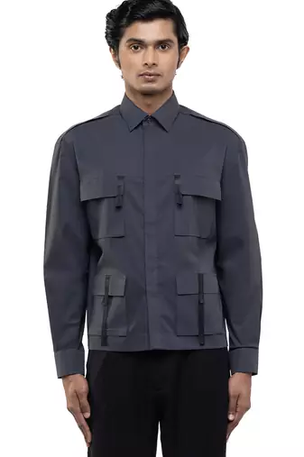 Grey plain cotton shirt