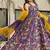 Purple  heavy digital printed silk gown style