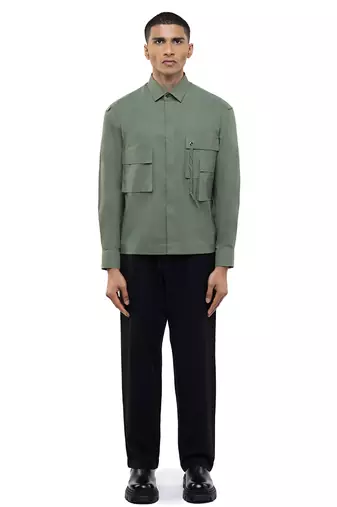 Green plain cotton shirt