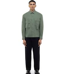 Green plain cotton shirt