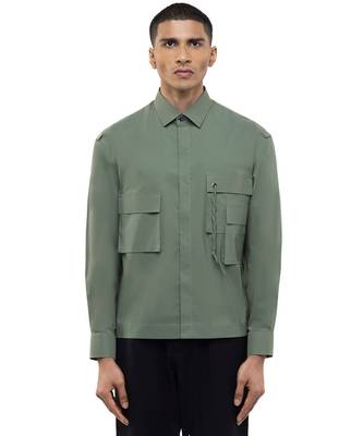 Green plain cotton shirt 1