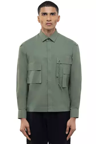 Green plain cotton shirt