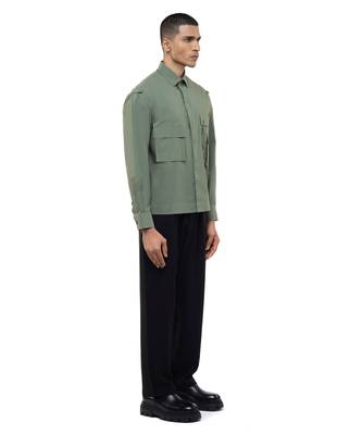 Green plain cotton shirt 3