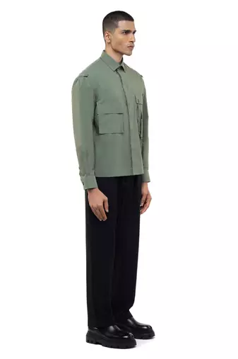 Green plain cotton shirt