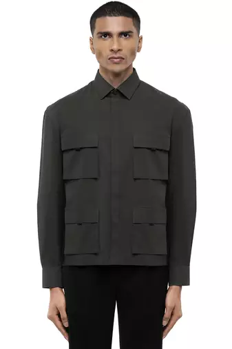 Grey plain cotton stretch shirt