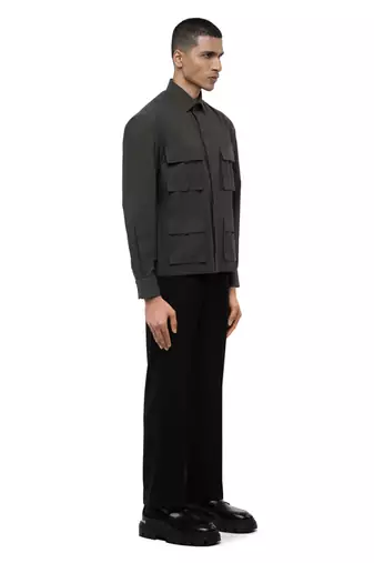 Grey plain cotton stretch shirt