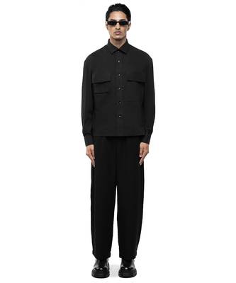 Black plain cotton stretch shirt 2