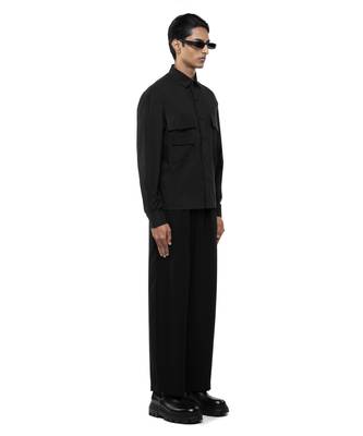 Black plain cotton stretch shirt 3