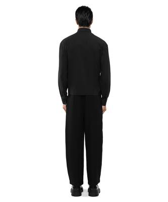 Black plain cotton stretch shirt 4