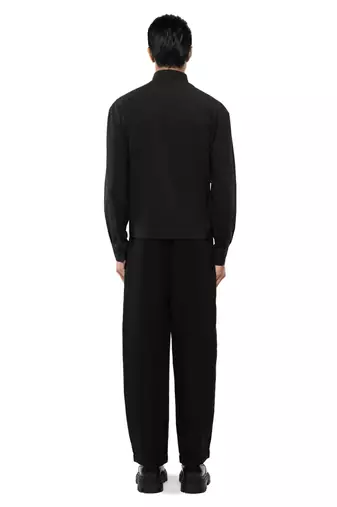 Black plain cotton stretch shirt