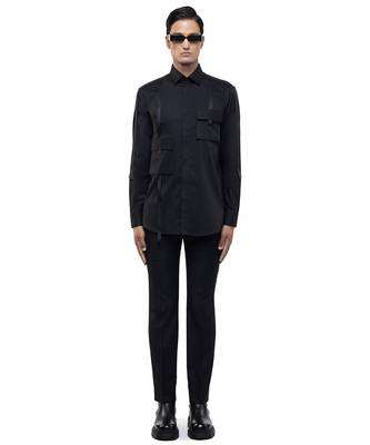 Black plain cotton shirt 2