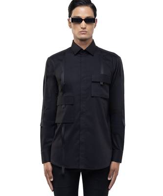Black plain cotton shirt 1