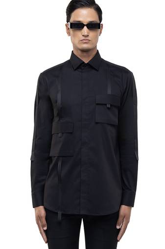 Black plain cotton shirt