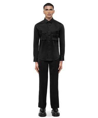 Black plain cotton shirt 2