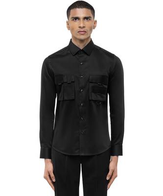 Black plain cotton shirt 1