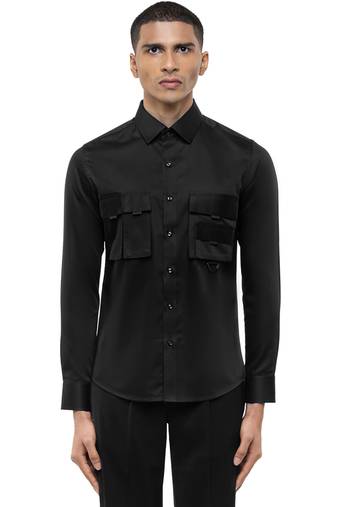 Black plain cotton shirt