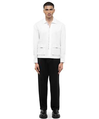 White plain cotton stretch shirt 1