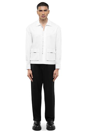 White plain cotton stretch shirt